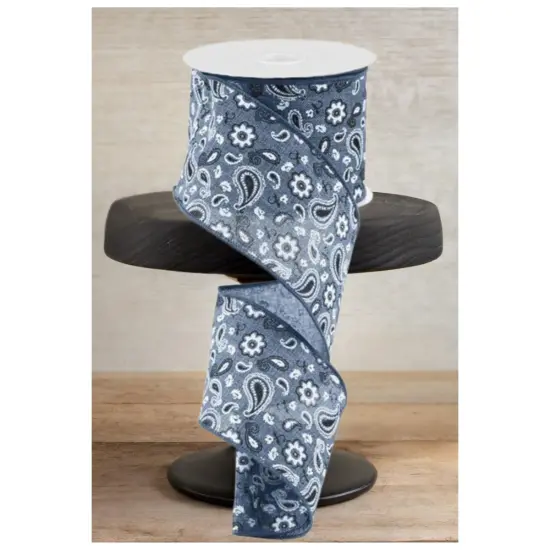 2.5" Bandana Ribbon: Denim Black Blue(10 Yards) {3}
