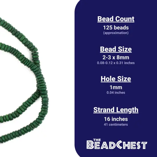 The Bead Chest Green Disk Coconut Shell Beads (8mm) {4}