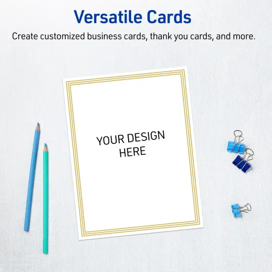 Avery Printable Full-Sheet Cardstock, Gold Multi-Lined Border, 8.5" x 11", Matte White Full-Sheet Cardstock, Laser/Inkjet, 10ct, Great for Craft Cardstock Paper {6}