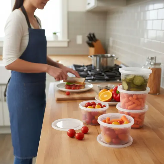 Perfect Settings 16 oz Deli Containers with Lids [40 Sets] Leakproof, Microwavable, Freezer, Dishwasher Safe, Pint Size Plastic Food Storage Container {4}