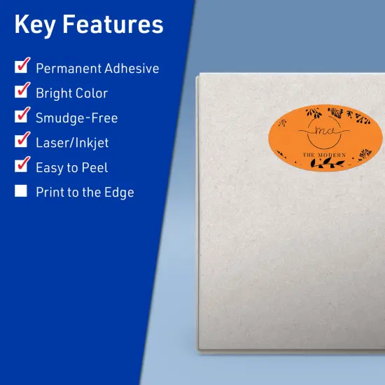 Avery Bright Orange Paper Labels, 4.25" x 2.5" Oval {2}