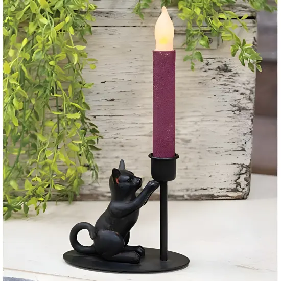 Black Iron Cat Taper Candle Holder and Playful Design {2}