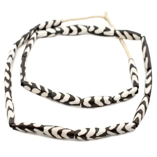 The Bead Chest Batik Bone Beads - Full Strand of Fair Trade African Beads (Tube, Arrow Design) {3}