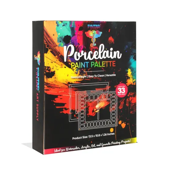 Pintar Ceramic Watercolor Paint Palette Tray - 33-Well Ceramic Palette | Large Mixing Areas - 13.5 x 10.8 Paint Pallet | Durable Watercolor Palette Tray for Acrylic, Oil, Gouache & All Water-Based Paints {4}