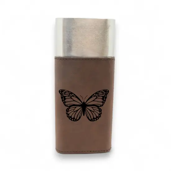 Cigar Case with Cutter - Butterfly - Leather Rustic/Silver {4}