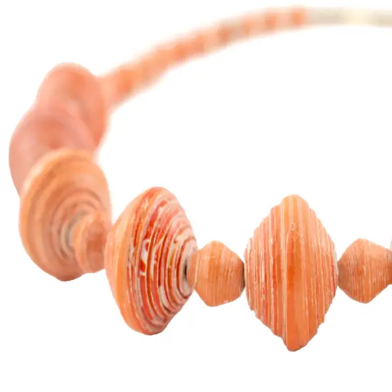 The Bead Chest Recycled Paper Bead Necklace from Uganda - Fair Trade African Woman's Jewelry - Necklace with Clasp (Orange) {1}