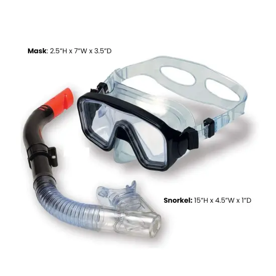 Swimline Manatee Dry Top with Purge Valve Aviator Mask and Snorkel Set - 15" Black {5}