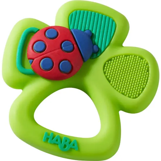 HABA Silicone Teethers for Babies 6-18 Months - Shamrock Silicone Teether Ring and Grasping Toy for Safe Sensory Development Multicolor {1}