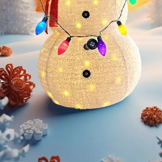 Classic Holiday Snowman with 200 LED Lights Outdoor Indoor Christmas Display 45 x 28 x 60 in {2}