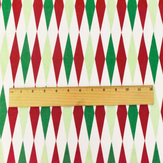 White-Red-Multi Diamond Printed Stretch Cotton Twill Sateen Woven Fabric By the Yard {5}