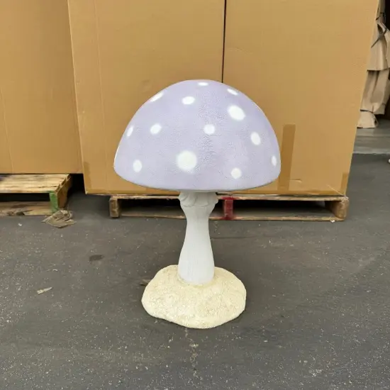 Small Pastel Purple Round Mushroom Statue {4}