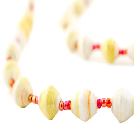 The Bead Chest Recycled Paper Bead Necklace from Uganda - Fair Trade African Jewelry (Cherry Cheesecake) {1}