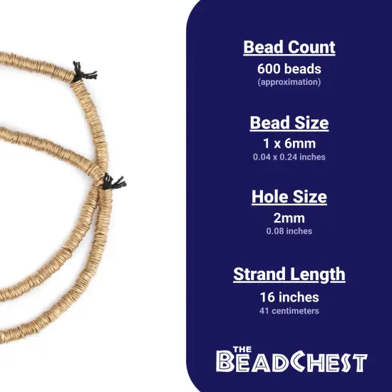 The Bead Chest Gold Interlocking Crisp Beads (6mm) {4}