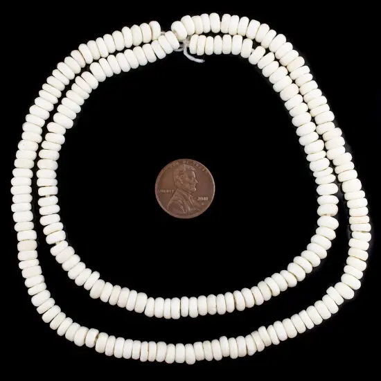 The Bead Chest 6mm White Bone Button Beads: Nepal Flat Round Disk Heishi Beads for DIY Necklace Jewelry Making {2}