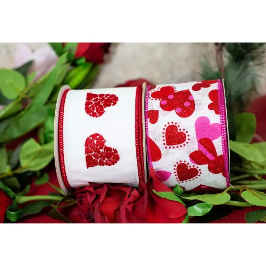 2.5" Tossed Hearts Ribbon: White (10 Yards) {2}