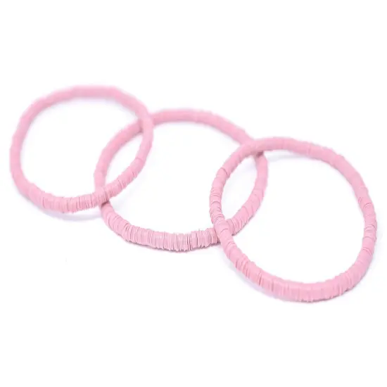 The Bead Chest Boho Stretch Bracelet, Pink - Stackable African Vinyl Heishi, Unisex for Men & Women {3}