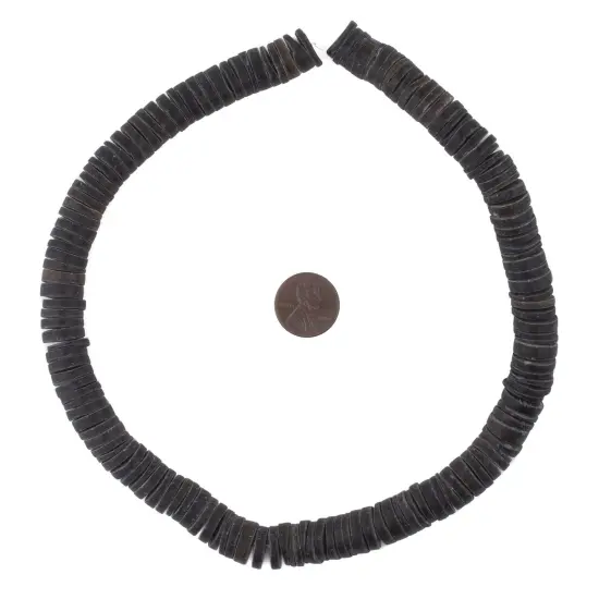 The Bead Chest Matte Black Shell Heishi Beads 12mm 16 Inch Strand {2}