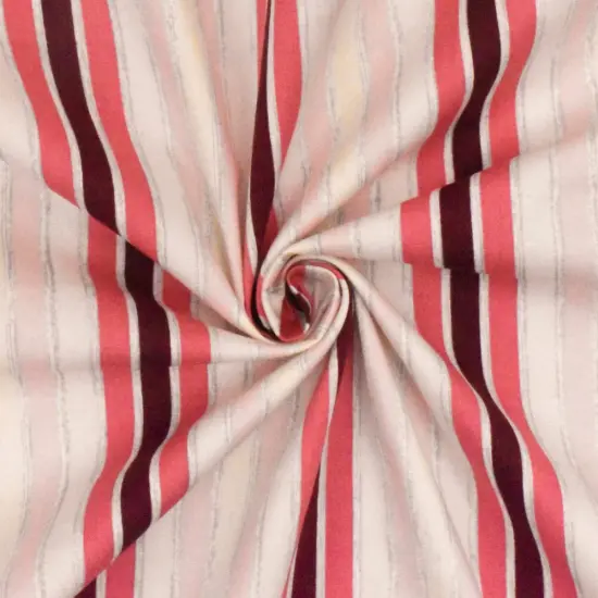Light Pink-Gray-Multi Stripe Printed Stretch Cotton Poplin Woven Fabric By the Yard {2}