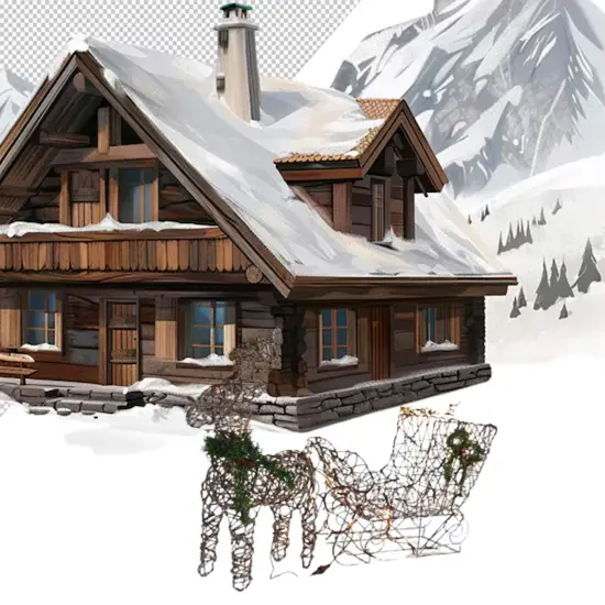 Festive LED Reindeer with Sleigh Christmas Decoration Coffee Finish 19.69 x 7.28 x 16.14 in {1}