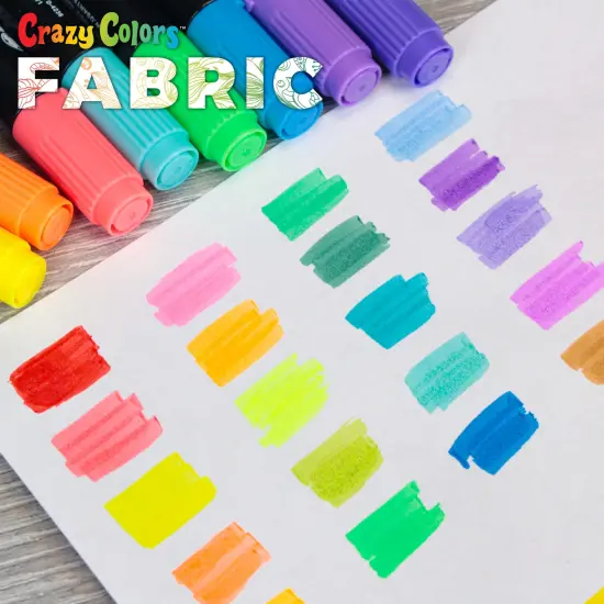 Super Markers 20 Unique Neon Colors Dual Tip Fabric & T-Shirt Marker Set - Double-Ended Fabric Markers with Chisel Point and Fine Point Tips {3}