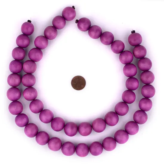 The Bead Chest Natural 18mm Wooden Beads in Magenta for Jewelry Making &ndash; Round Loose Wood Spacer Beads I Approximately 24 Beads {2}