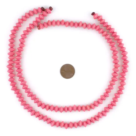 The Bead Chest Neon Pink Bicone Natural Wood Beads (5x8mm): Organic Eco-Friendly Wooden Bead Strand for DIY Jewelry, Crafts, Necklace and Bracelet Making {2}