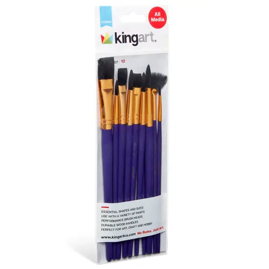 KINGART&reg; Black Nylon Brush Set 10 pc {4}