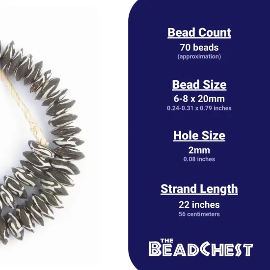 The Bead Chest Batik Bone Beads - Full Strand of Fair Trade African Beads (Saucer, Traditional Design) {3}
