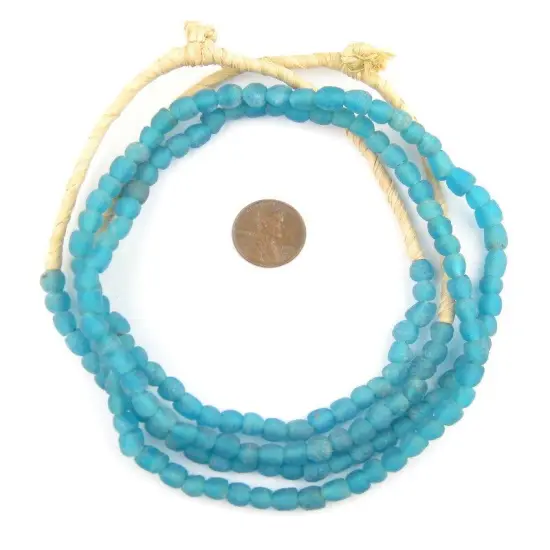 The Bead Chest African Recycled Glass Beads &ndash; Handmade in Ghana &ndash; Sapphire Blue 7mm Strand for Jewelry Making, Crafts, and Home Decor I Approximately 65 Beads {2}