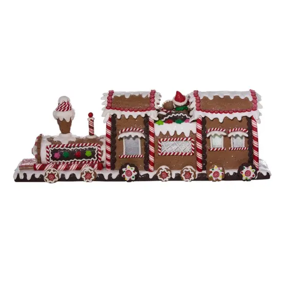 19.5" Lighted Gingerbread Train: Festive Christmas Decoration with Illuminated Details {3}