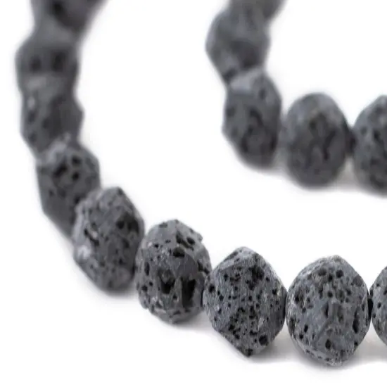 The Bead Chest Grey Faceted Lava Beads (8mm) {1}
