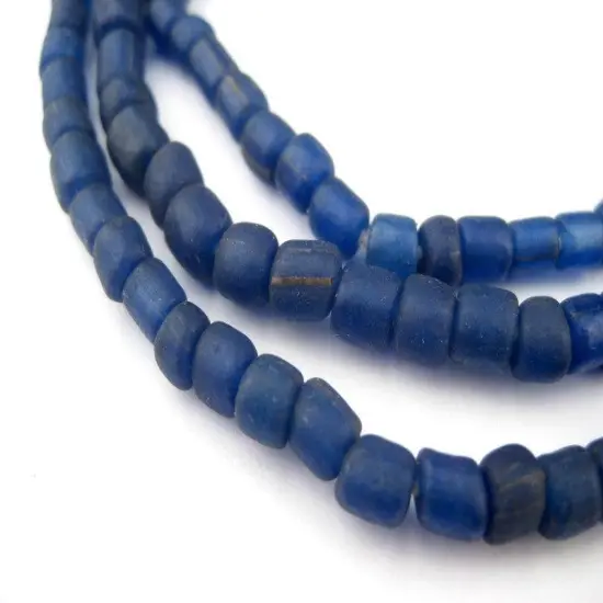 The Bead Chest Indonesian Glass Beads, Small Java Bali 4mm Spacers Jewelry Making Supplies for Necklaces, Bracelets, DIY Crafts (Vintage Cobalt Blue) {2}