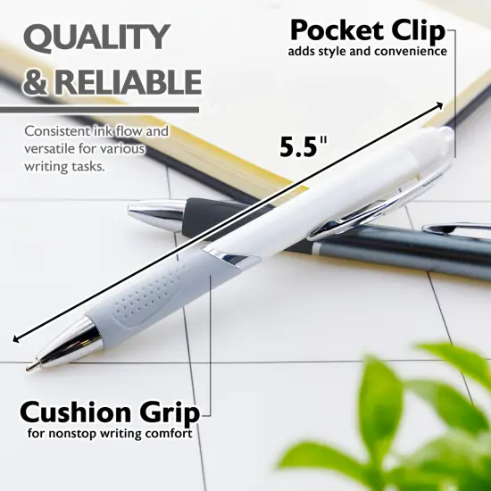 BAZIC Ciel Chroma FUSE Tech Ink Retractable Pen w/ Rubberized Barrel & Metal Clip (2/Pack) {3}