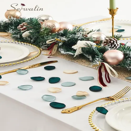 300Pcs Silk Rose Petals Flower Petals for Christmas Weddings Proposal Green Gold Petals Flower Girl Petals Aisle Flower Girl Basket Runner Bridal Shower Table Decor {5}