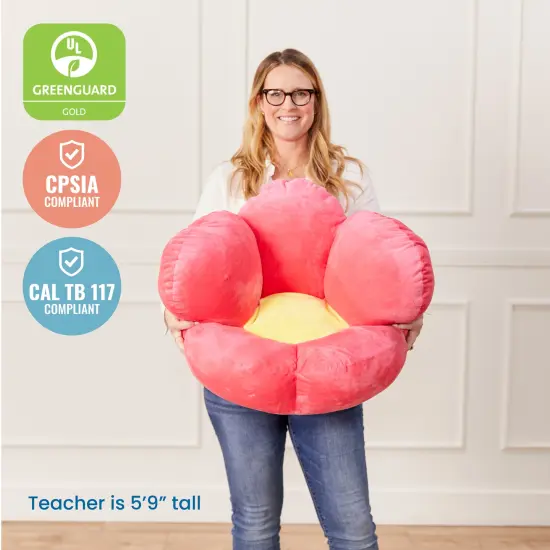 Flower Cozy Cushion, Floor Pillow Bright Pink {6}