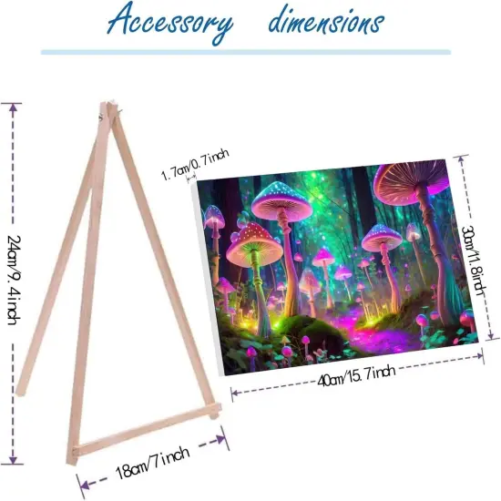 Paint by Numbers Kit for Adults with Frame,Mushroom Forest Paint by Numbers for Adults, Paint by Number with Easel, DIY Paint by Number Kits for Home Wall Decor （11.8x15.7inch） {2}