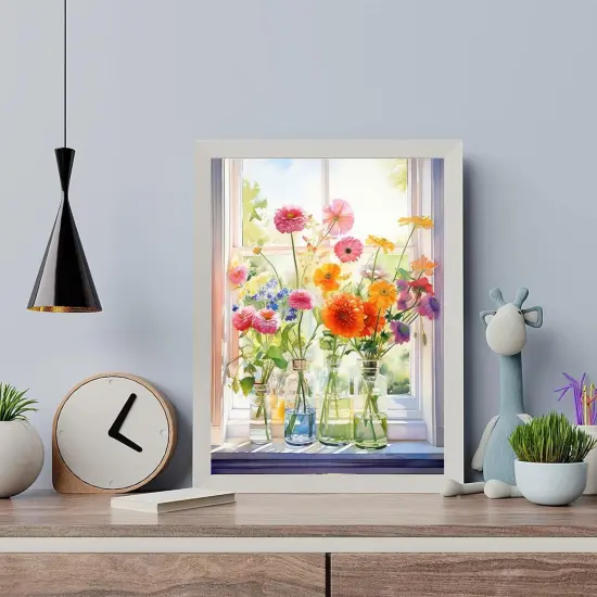 Flowers Paint by Numbers Kit for Adults-Flower Adult Paint by Number Kits on Canvas,Flowers Painting by Number Adult for Gift Home Wall Decor(16x20inch) {4}