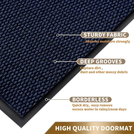 Doormat Outdoor Indoor Entrance 29.5 x 17, All-Season All-Weather Front Door Mat, 100% Waterproof Welcome Matt for Floor Garage Outside Entry, Stain and Fade Resistant,Navy Blue {3}