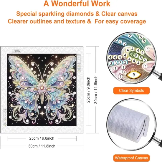 Butterfly Diamond Painting Kits for Adults, 5D Special Shape Diamond Art Kits for Beginners, Crystal Rhinestones Diamond Painting for Home Wall Decoration, 12&times;12 Inch {2}