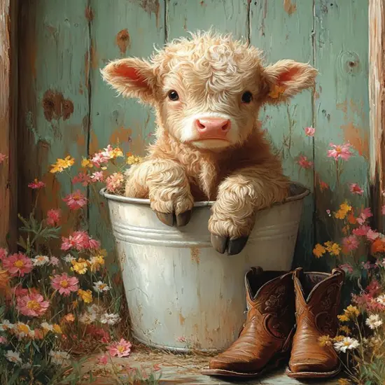 DIY Cute Cow Paint by Numbers Kit for Adults Beginners,Simple Highland Cow Paint by Number Kits on Canvas,Flowers Digital Oil Painting Kits for Home Wall Decor 16X20 Inch. {1}