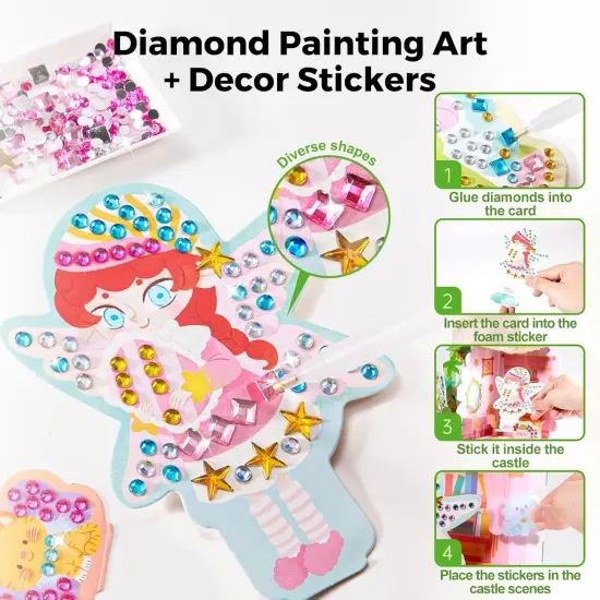 3D Diamond Art Kit for Girls - Fairy Gem Painting Crafts Kits for Ages 6-12, Gifts for 6, 7, 8, 9, 10, 11, 12 Year Old Girl's Birthday Toys, Craft Activities Age 6+ {3}