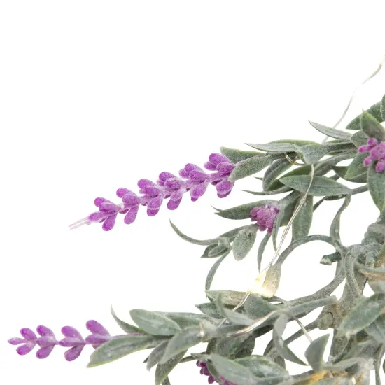 Northlight Pre-Lit Battery Operated Pink Lavender Spring Wreath- 16" - White LED Lights Green {7}