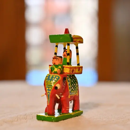 Wooden Kondapalli Maharaja Ambari Elephant Indian Handpainted Golu Decoration Showpiece for Home Living Room Shelf Display Table Decor Gifting Item Golu Dolls {1}