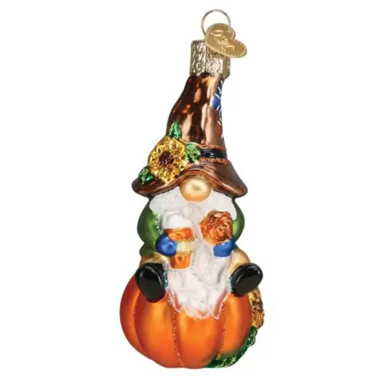 Old World Christmas 4.0 Inch Fall Harvest Gnome Fall Tree Ornament , Pumpkin Spice Sunflower Orange {1}