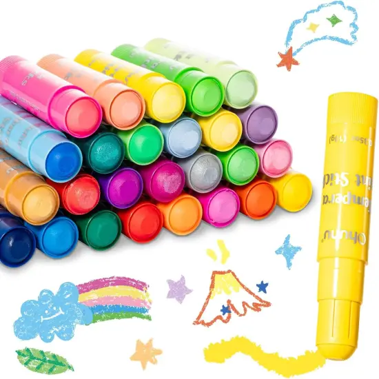 Ohuhu Tempera Paint Sticks for Kids, Washable 36 Colors Tempera Paint, Quick Drying, Non-toxic for Drawing, Graffiti, Works Great on Paper Glass Wood Ceramic Canvas Rock {1}