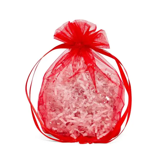 Wide Round Flat Bottom Organza Bags 9 '' X 5 1/2 '' X 12 '' for Weddings Red {2}