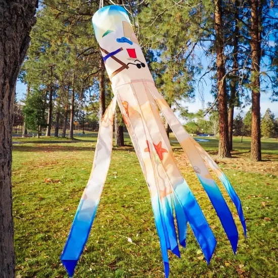 In the Breeze 5246 &mdash; Beach Day 40-inch Illusion Windsock &mdash; Vibrant, Fully Printed Windsock with Embroidered Details {3}