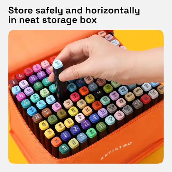 120 Dual-Tip Alcohol Markers - Alcohol-Based Pens Set, Chisel + Fine Tip, Quick Dry, Carrying Case Included {4}