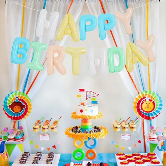 Light Colorful Happy Birthday Balloon Banner 16 Inch Mylar Foil Letters Birthday Sign Bunting for Girls Boys Kids & Adults Birthday Decorations and Party Supplies {5}