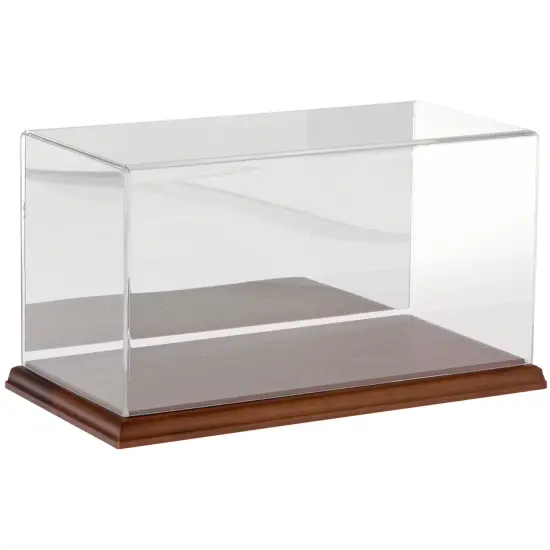 Plymor Clear Acrylic Display Case with Hardwood Base, 12" W x 6" D x 6" H Hardwood (Mirrored) {1}